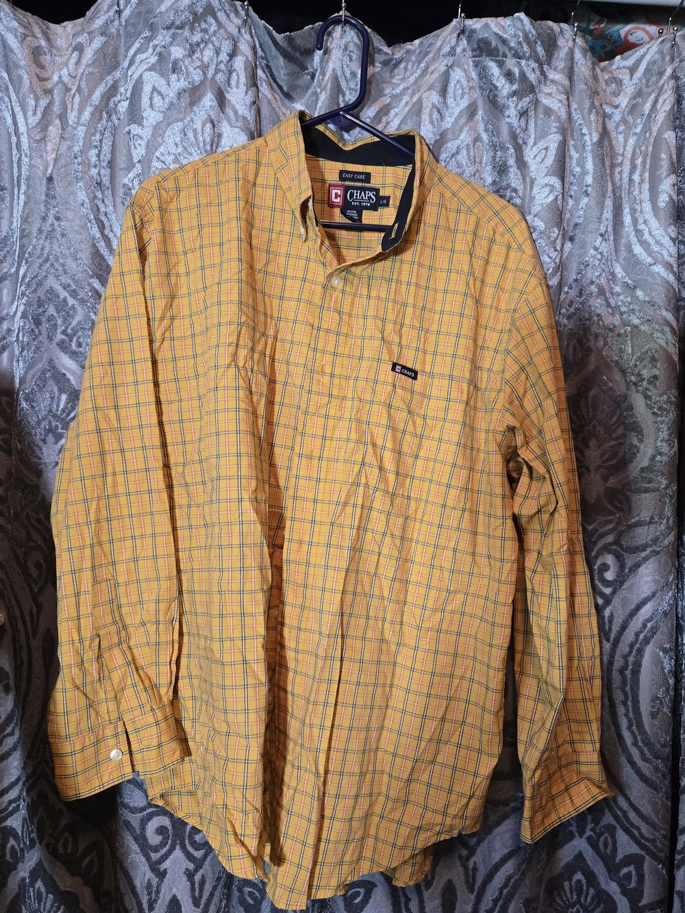 Chaps Yellow Plaid Long-Sleeve Button-Up Shirt